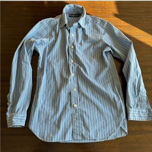 Ralp Lauren Blue White Striped Button Down Shirt